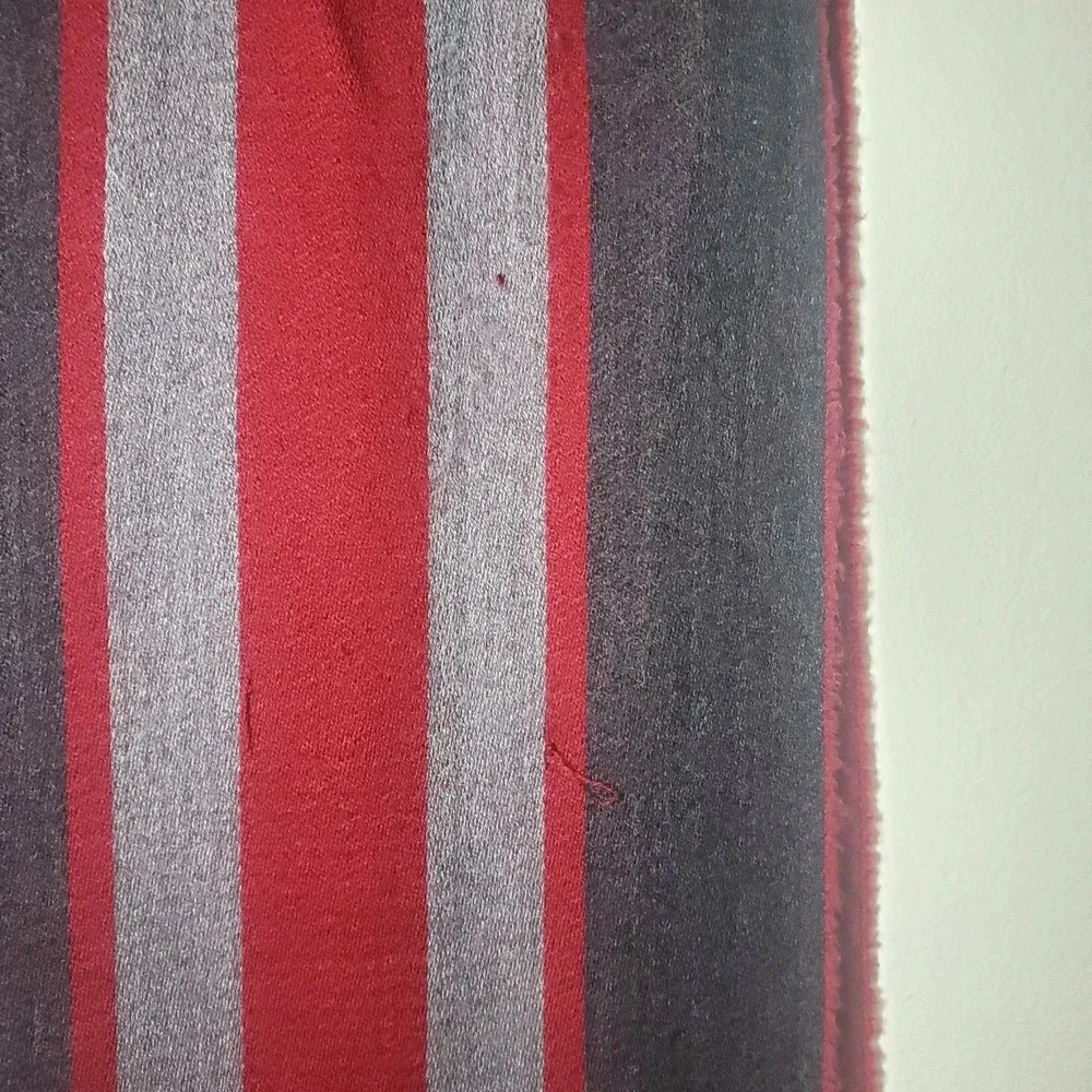 Phenix 100% Merino Wool Striped Scarf Red Gray‎ Black w/Fringe 67